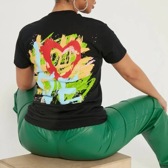 Black Graphic Tee with Colorful Design - Picture 3 of 3